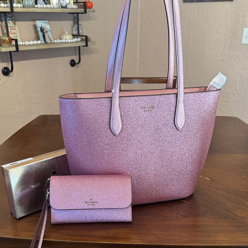 Kate Spade Sparkling Pink Tote and Wallet